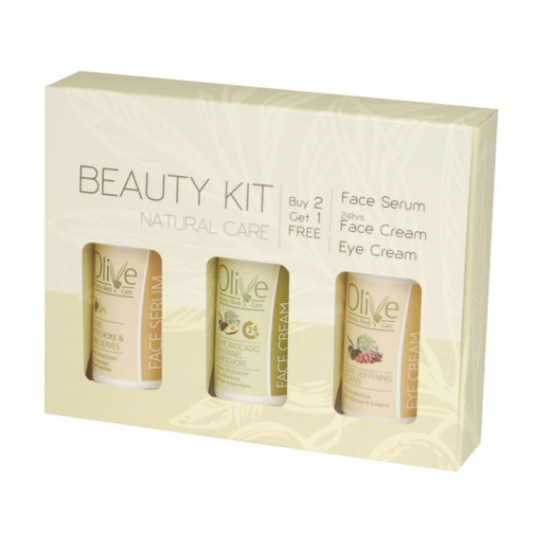 MINOAN LIFE Face Care Spa Kit 30 ml (x3), Face Serum, 24h Face Cream, Eye Cream (2+1 Free)