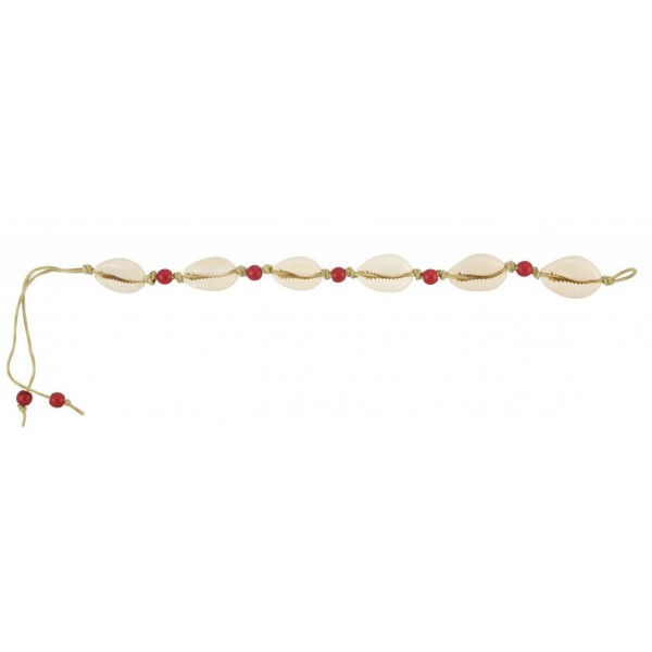 Anklet with Natural Seasheells and coral colored pearls 