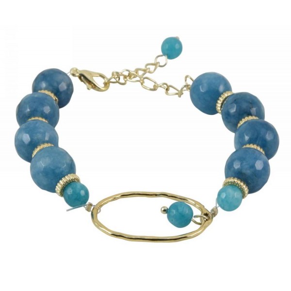 Bracelet with polygonal semi-precious stone pearls
