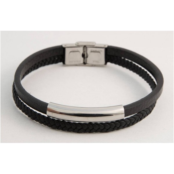 Leather Bracelet with stainless steel parts