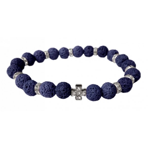 Religious Bracelet with Lava pearls