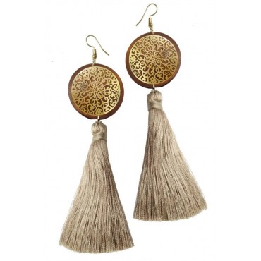 Earrings with wooden...