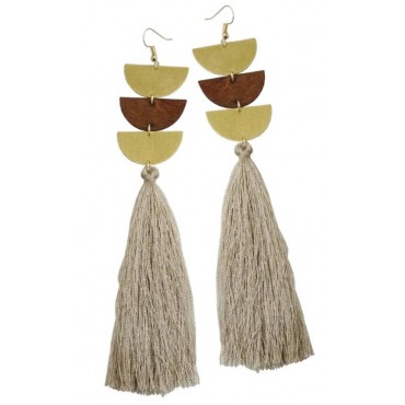 Earrings with wooden...