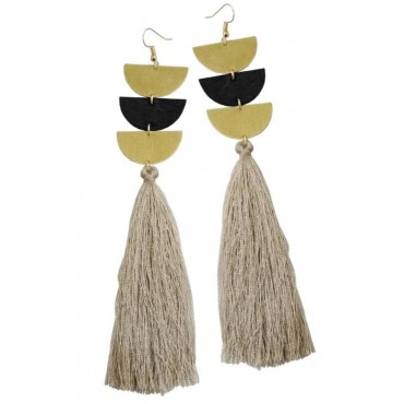 Earrings with wooden...