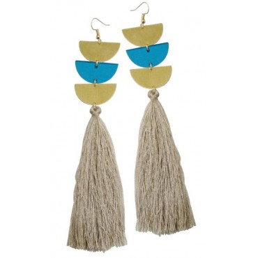 Earrings with wooden...