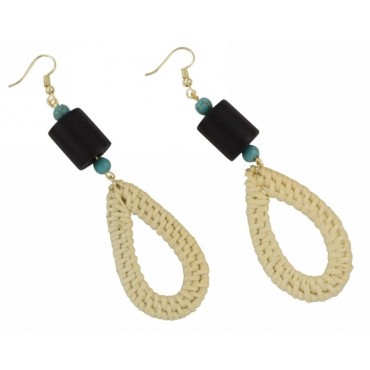 Earrings with wooden...