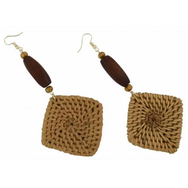 Earrings with wooden...