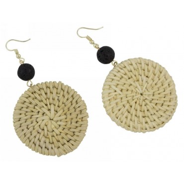 Earrings with wooden...