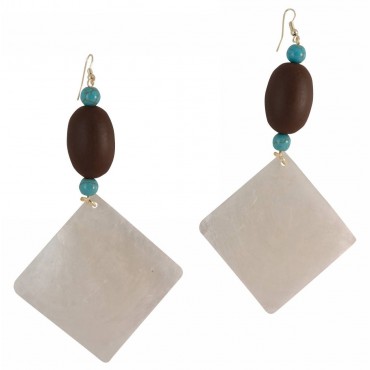 Earrings with wooden...