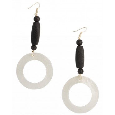 Earrings with wooden...