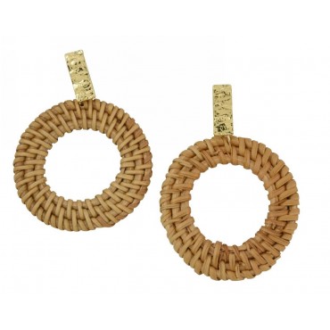 Earrings with wooden...