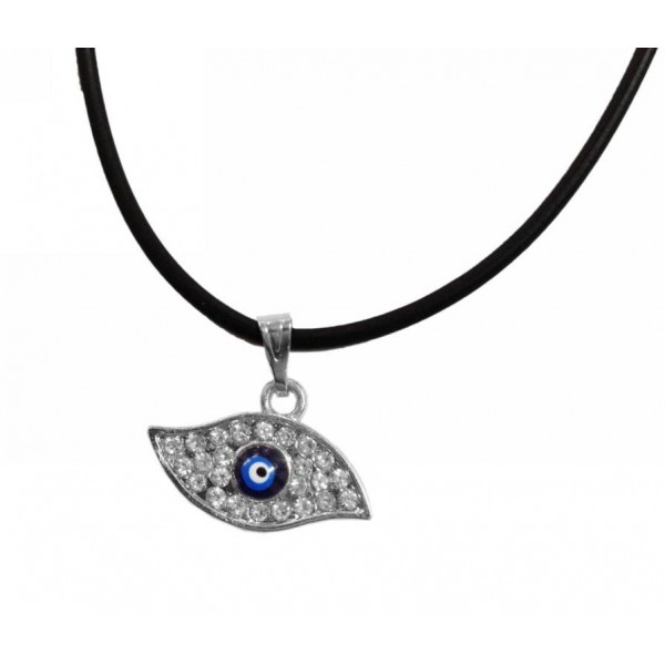 Necklace with rubber collar and eye