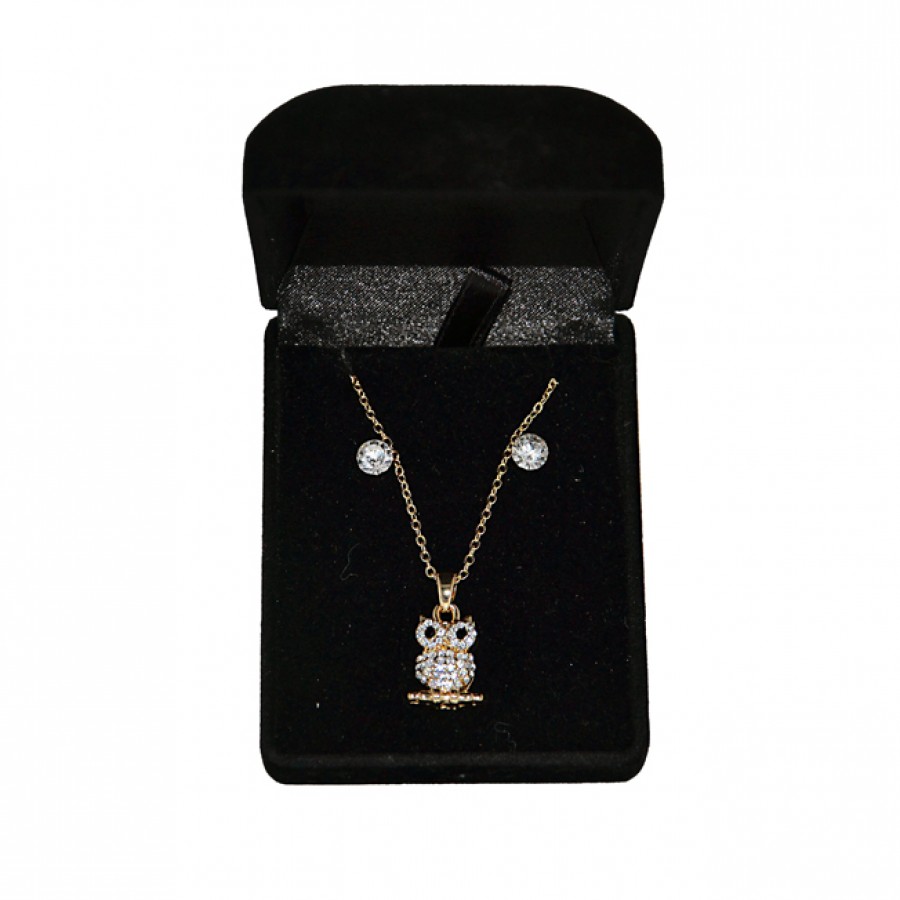 Set of Necklace and Earrings in Velvet Box