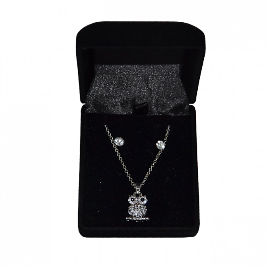 Set of Necklace and Earrings in Velvet Box