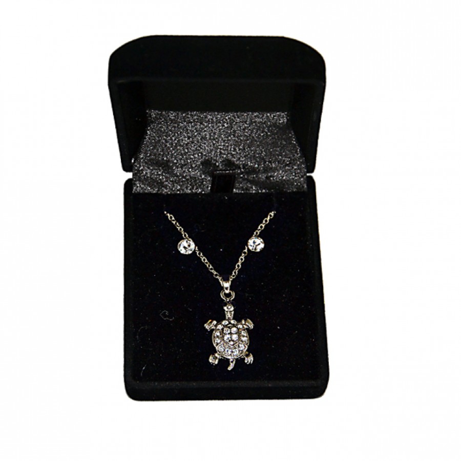 Set of Necklace and Earrings in Velvet Box