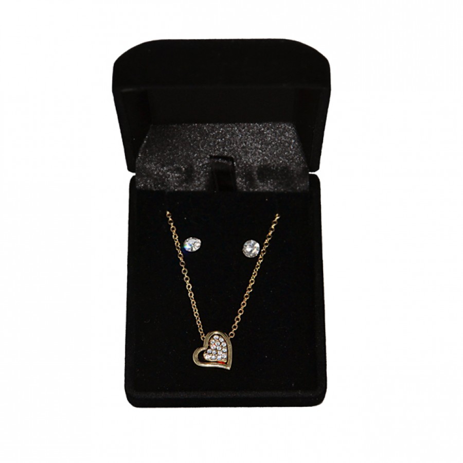 Set of Necklace and Earrings in Velvet Box