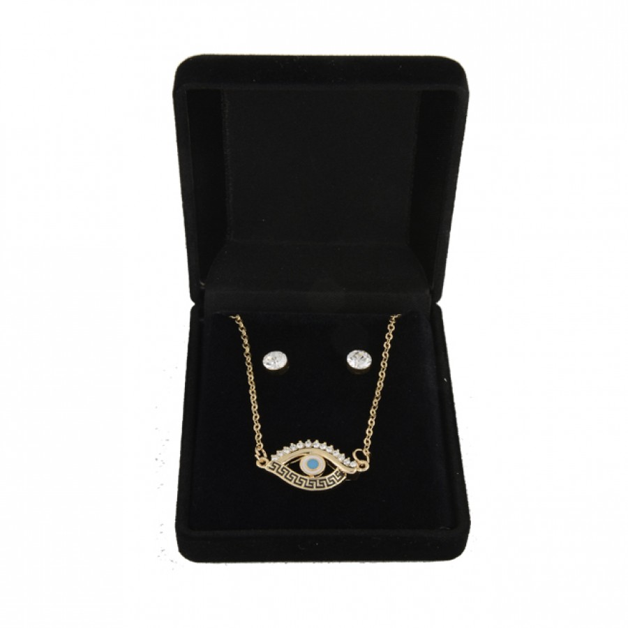 Set of Necklace and Earrings in Velvet Box