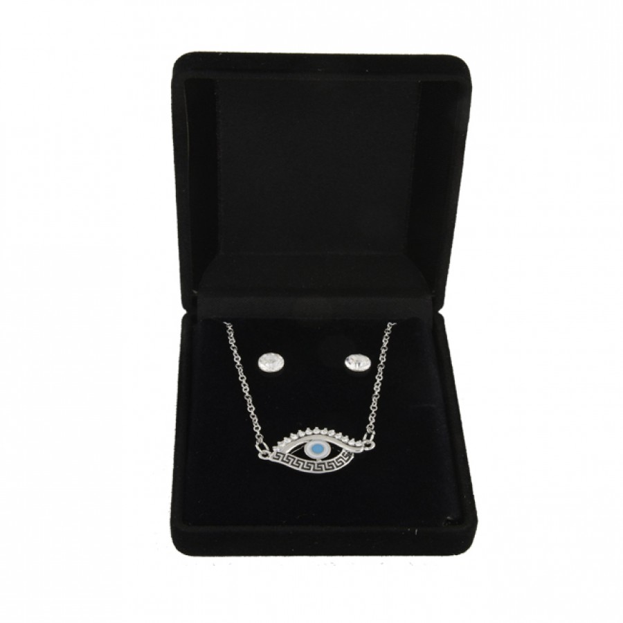 Set of Necklace and Earrings in Velvet Box