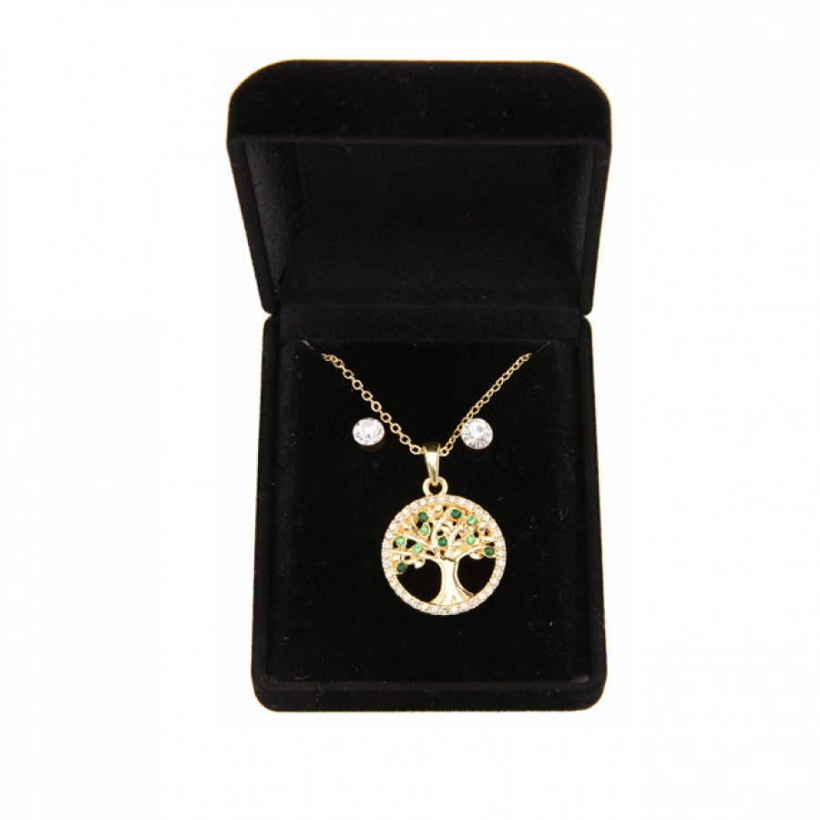 Set of Necklace and Earrings in Velvet Box