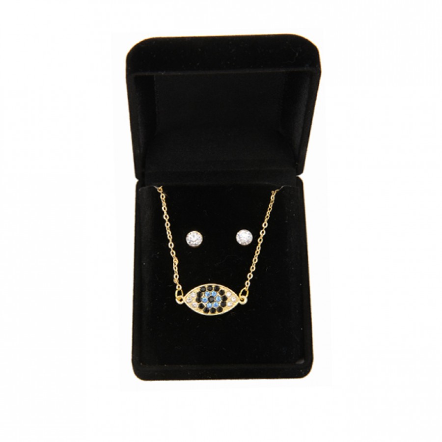 Set of Necklace and Earrings in Velvet Box