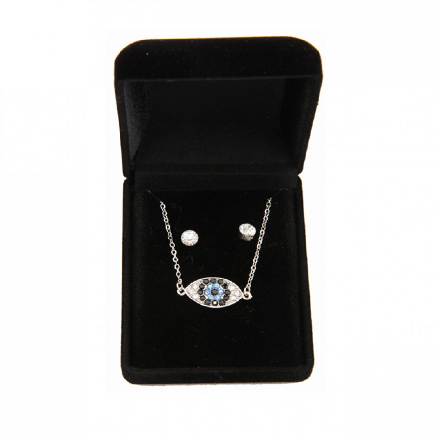 Set of Necklace and Earrings in Velvet Box