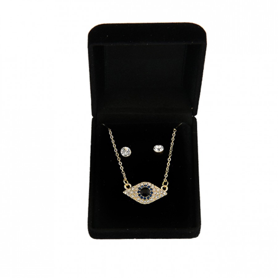 Set of Necklace and Earrings in Velvet Box