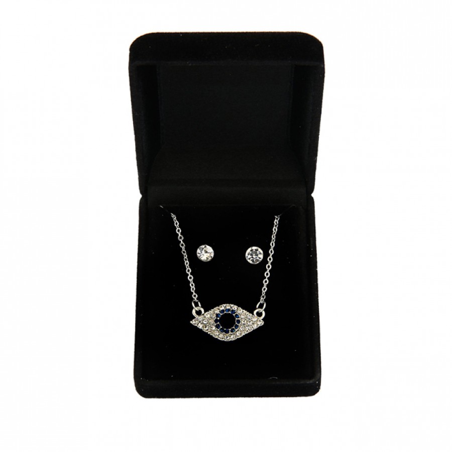 Set of Necklace and Earrings in Velvet Box