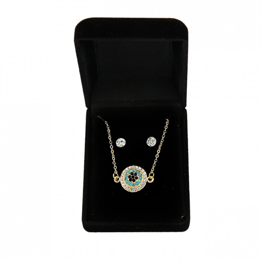 Set of Necklace and Earrings in Velvet Box