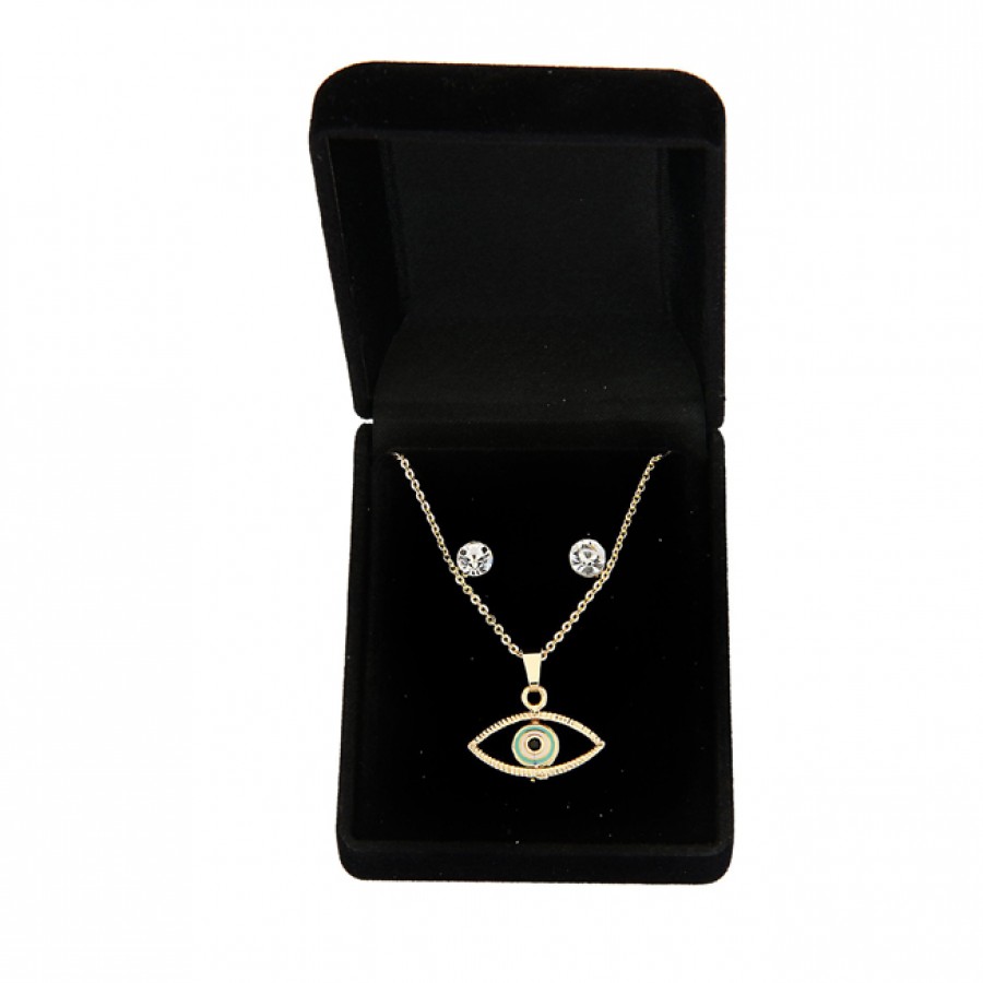 Set of Necklace and Earrings in Velvet Box